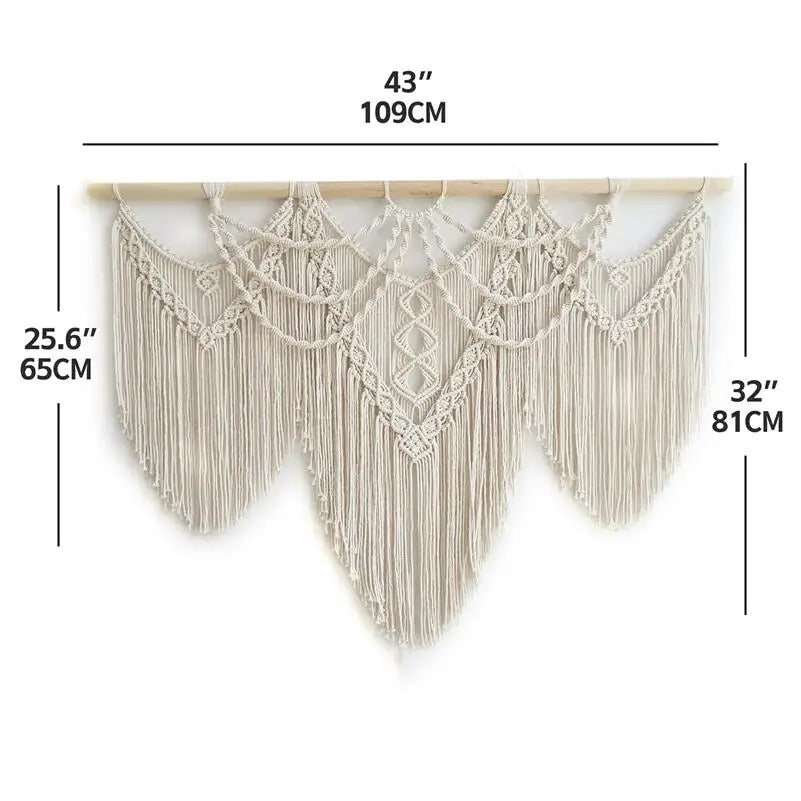 Handwoven Beaded Wall Hanging Tapestry Curtain Fabric - Dimensions