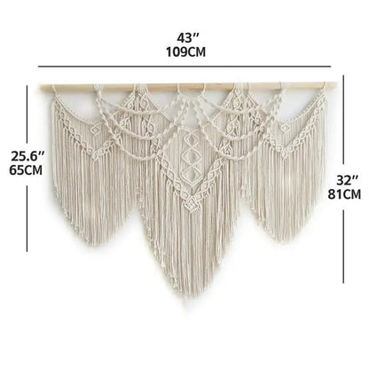 Handwoven Beaded Wall Hanging Tapestry Curtain Fabric - Dimensions