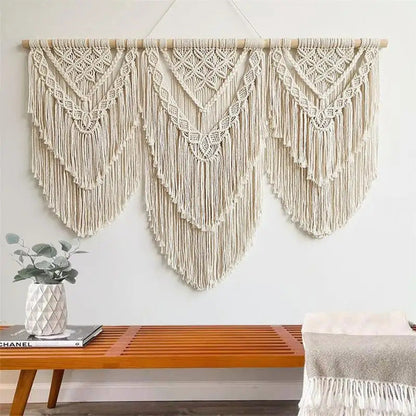 Handwoven Beaded Wall Hanging Tapestry Curtain Fabric