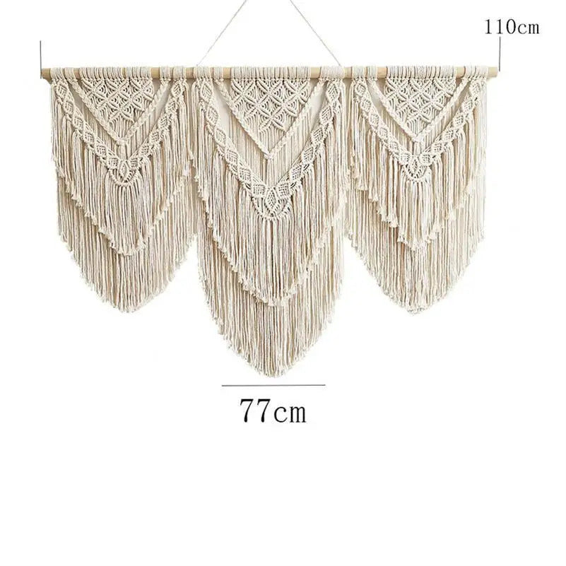 Handwoven Beaded Wall Hanging Tapestry Curtain Fabric - Size Reference