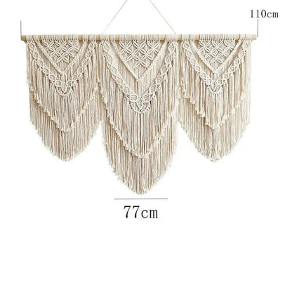 Handwoven Beaded Wall Hanging Tapestry Curtain Fabric - Size Reference
