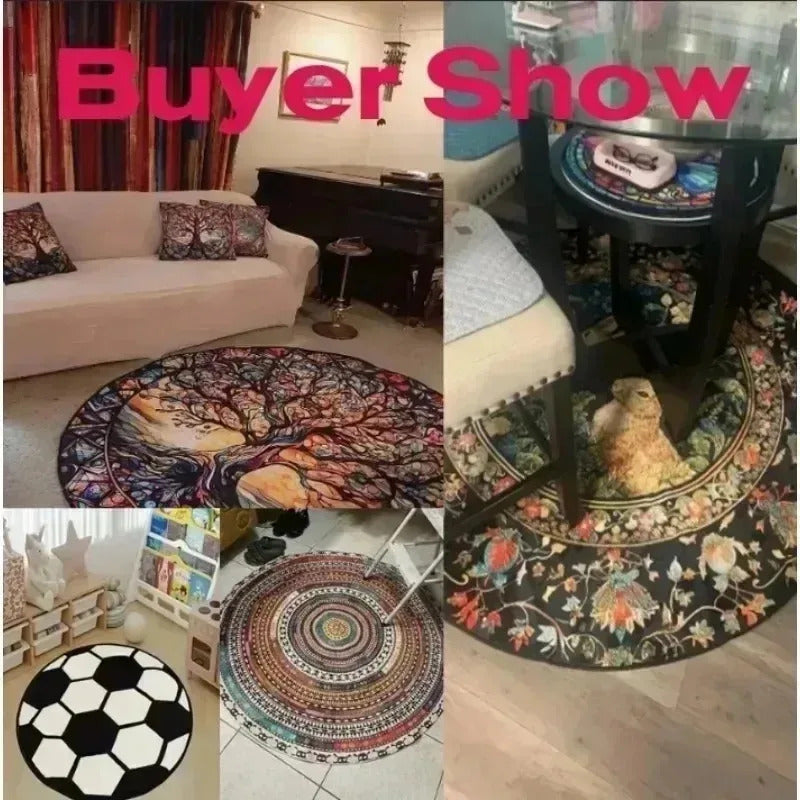 Circular Carpet Outdoor Courtyard Carpet Decorative Carpets - In Room Setting