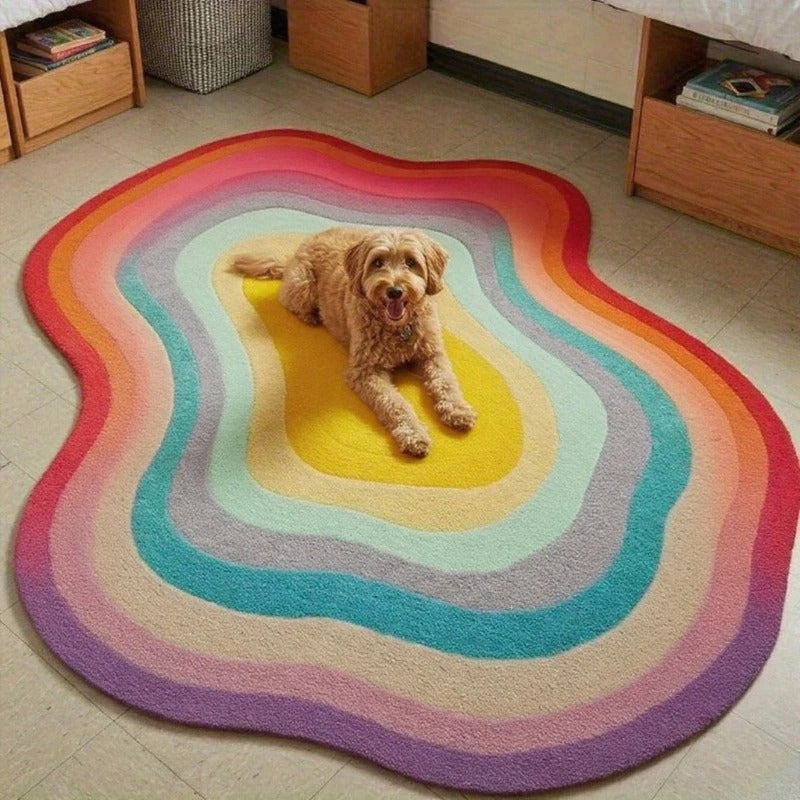 Colorful bedroom decoration irregular carpets large area rug - Top View