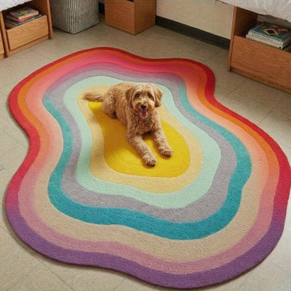 Colorful bedroom decoration irregular carpets large area rug - Top View